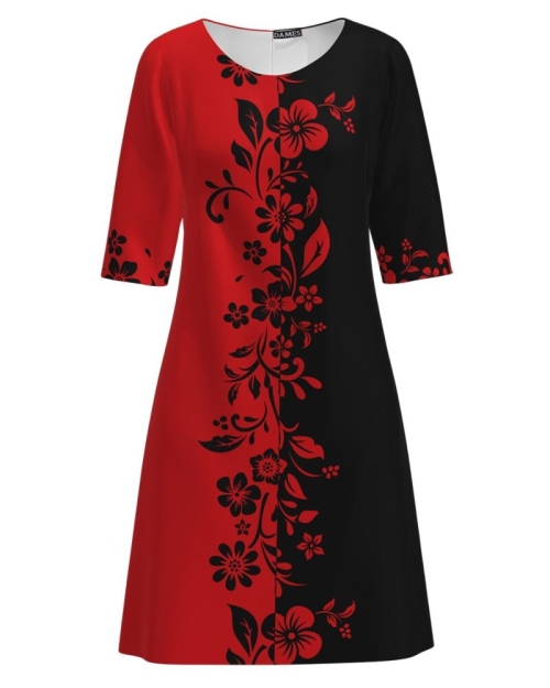 Rochie casual in doua culori imprimata cu model floral CMD2508 - Img 1