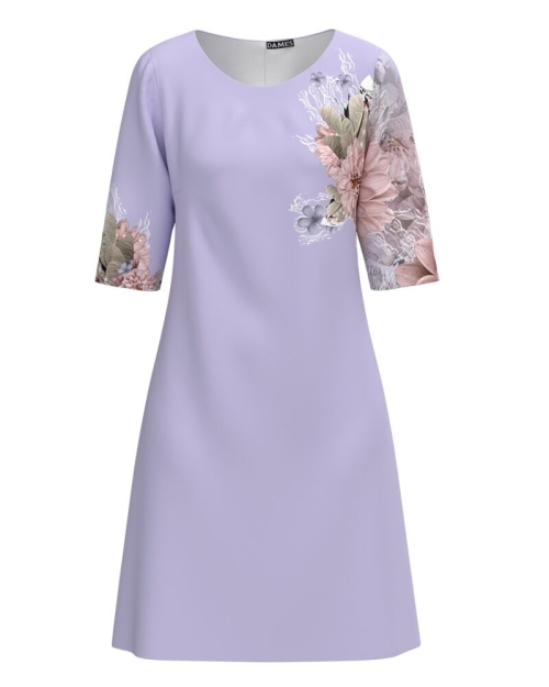 Rochie casual lila imprimata cu model floral CMD3789