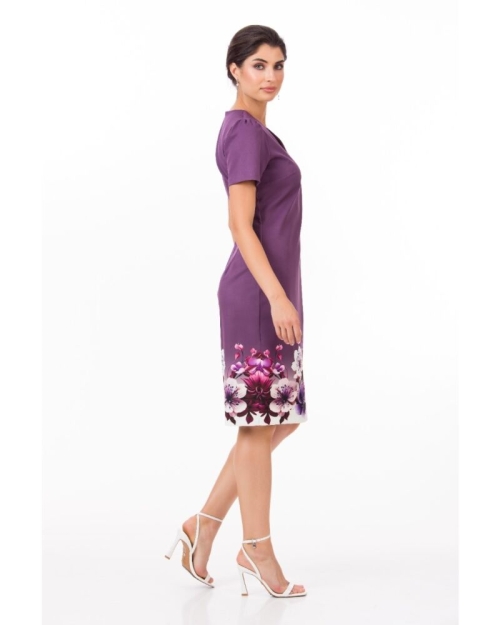 Rochie casual mov cu decolteu in V imprimata floral SS24 - Img 6