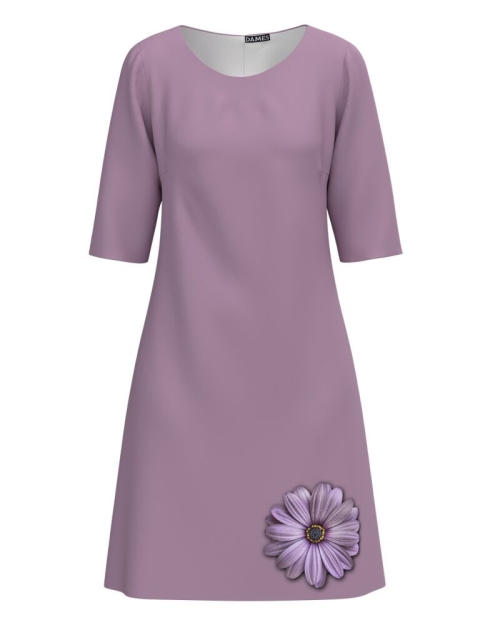 Rochie casual mov imprimata cu model Floral CMD3882
