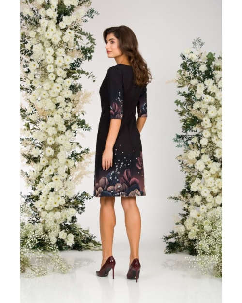 Rochie casual neagra imprimata cu model floral CMD2703 - Img 5