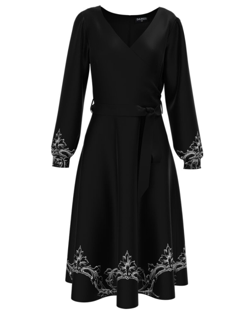 Rochie casual neagra imprimata cu model floral