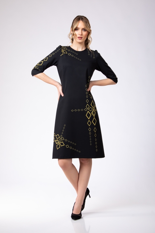 Rochie casual neagra imprimata Infinit - Img 2