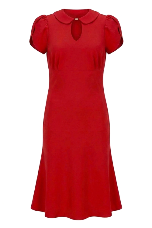 Rochie casual rosie cu decupaj la decolteu si maneca asimetrica