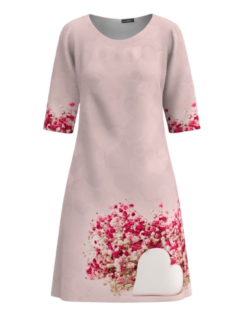 Rochie casual roz cu imprimeu floral CMD1848