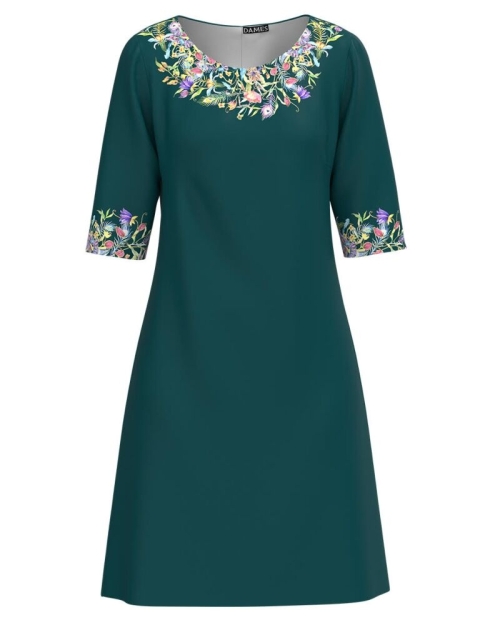 Rochie casual verde imprimata cu model floral CMD2731