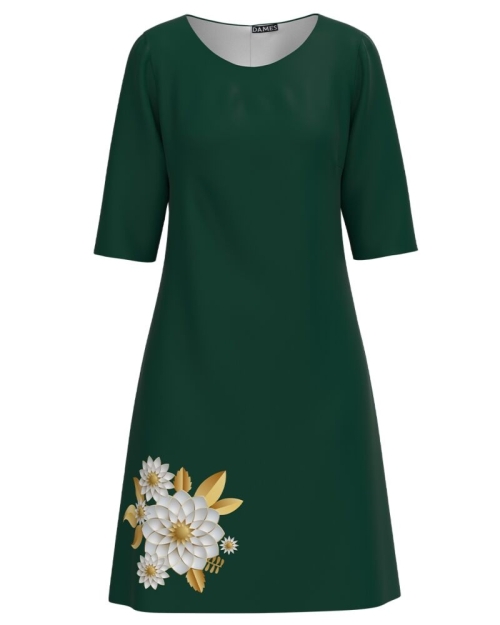 Rochie casual verde imprimata cu model floral CMD3265 - Img 1