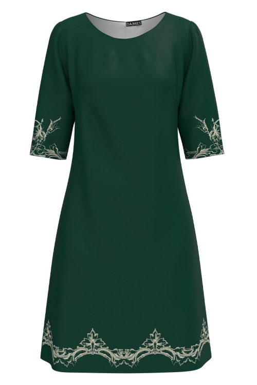 Rochie casual verde imprimata cu model floral