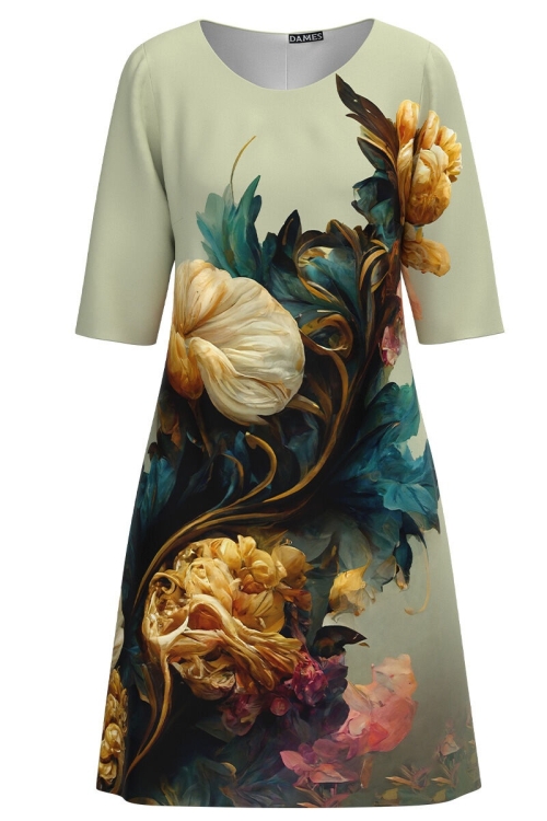 Rochie casual vernil imprimata cu model floral CMD3250 - Img 2