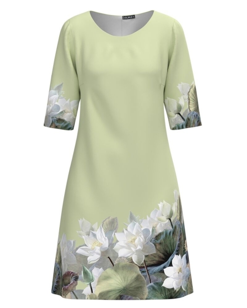 Rochie casual vernil imprimata cu model floral Nuferi CMD2087 - Img 1