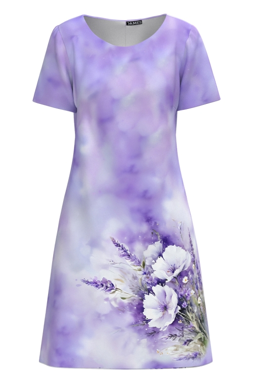 Rochie casual violet imprimata lavanda