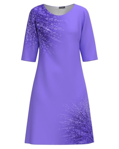Rochie casual violet imprimata picaturi de roua CMD4309 - Img 1