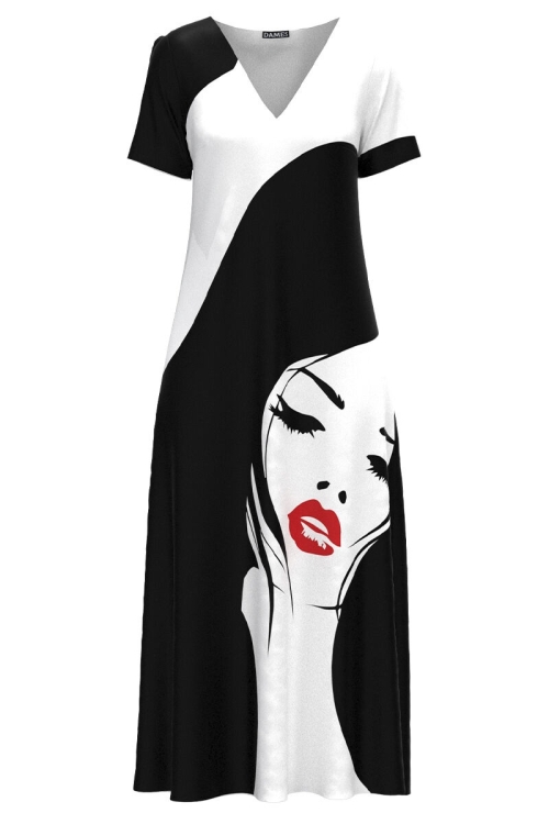 Rochie de vara lunga cu buzunare imprimata cu model Fashion CMD3120 - Img 2