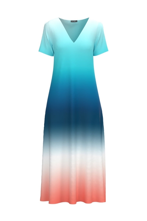 Rochie de vara lunga cu buzunare imprimata digital Degrade CMD726 - Img 2