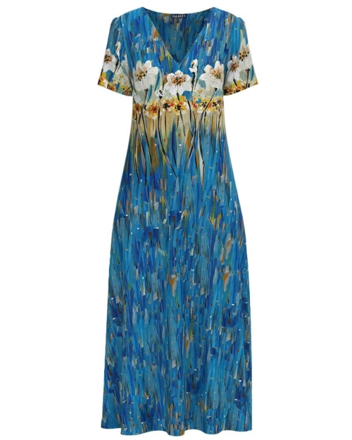 Rochie de vara lunga cu buzunare imprimata floral