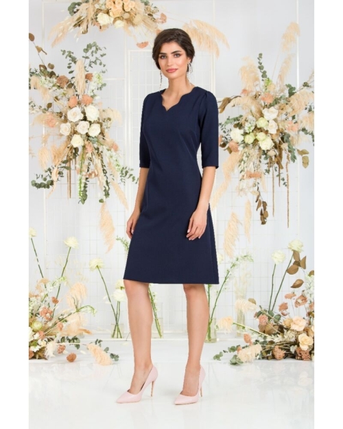 Rochie eleganta bleumarin cu maneca trei sferturi - Img 4