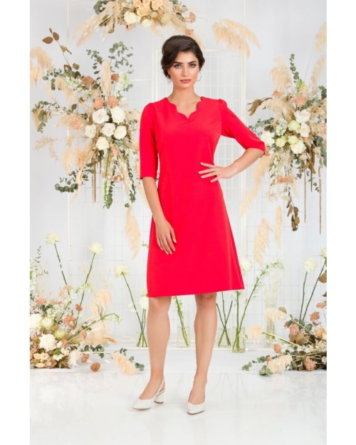 Rochie eleganta corai cu maneca trei sferturi - Img 4