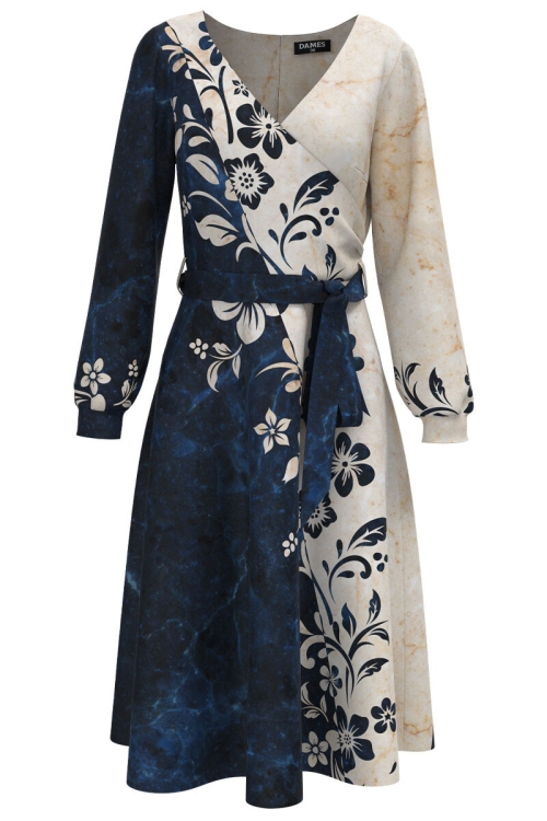 Rochie eleganta cu maneca lunga imprimata cu model Floral CMD2342 - Img 2