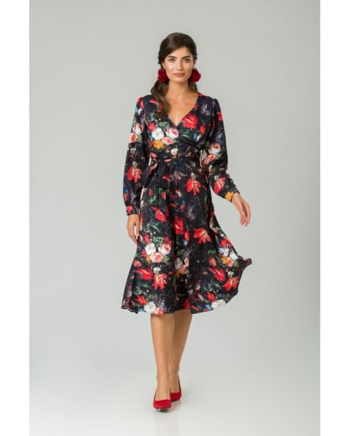 Rochie eleganta cu maneca lunga imprimata Floral CMD229 - Img 5
