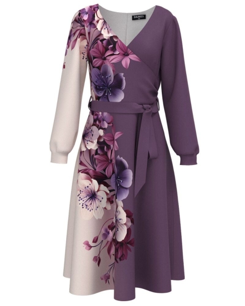 Rochie eleganta cu maneca lunga imprimata floral