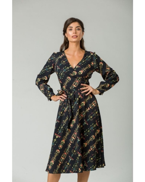 Rochie eleganta cu maneca lunga imprimeu Floral CMD230 - Img 1