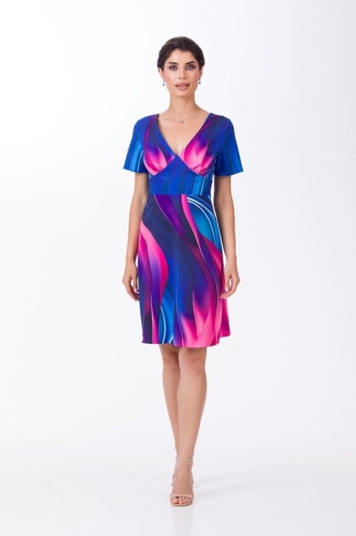 Rochie eleganta de vara imprimata multicolor abstract - Img 6