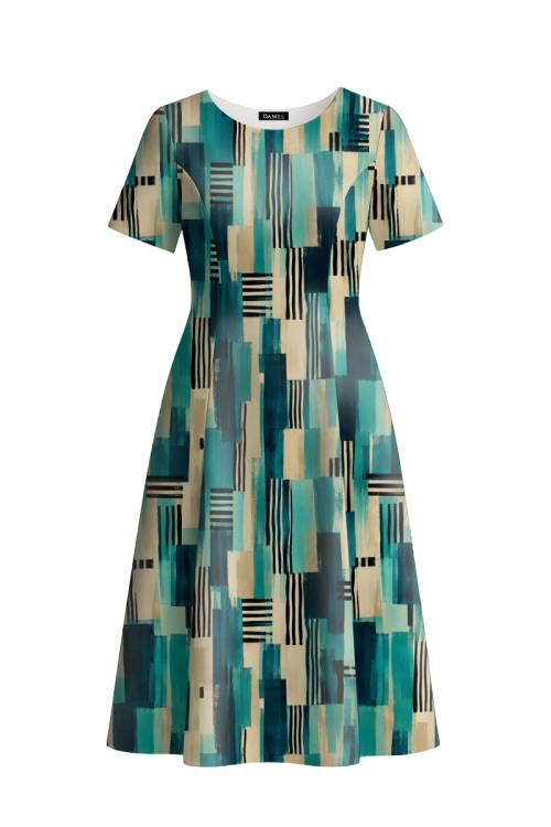 Rochie eleganta din crepe imprimata Turcoaz Urban