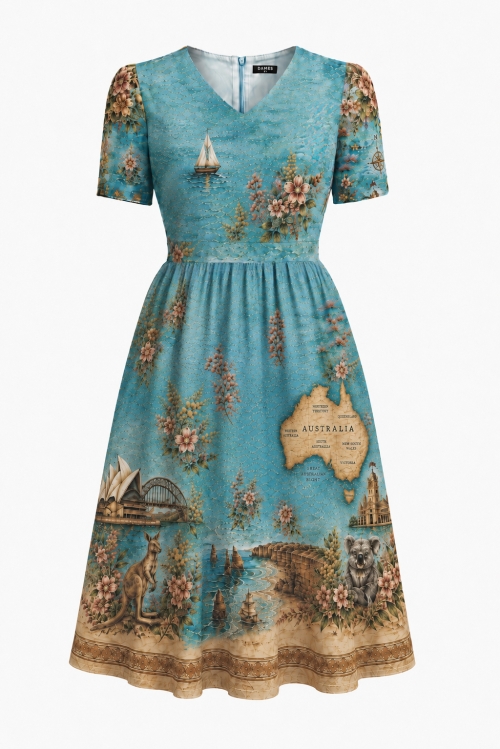 Rochie eleganta din in cu buzunare Cartoline Australia