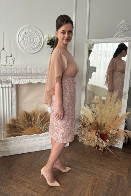 Rochie eleganta din vascoza satinata si dantela