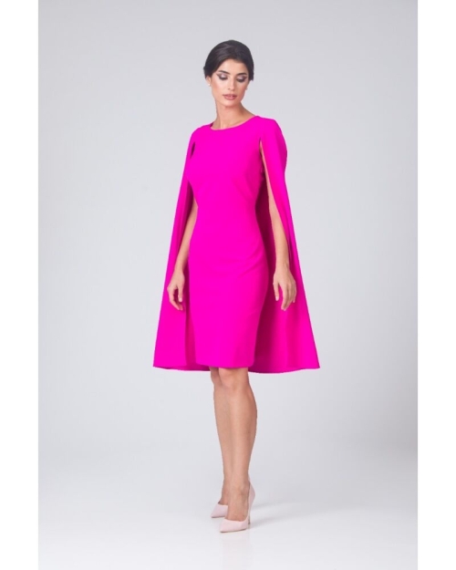 Rochie eleganta fucsia cu pelerină CMD4881 - Img 4