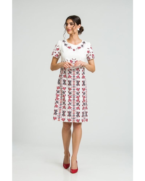 Rochie evazata imprimata digital cu model traditional CMD79 - Img 3