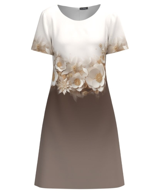 Rochie evazata in doua culori imprimata cu model floral CMD4406 - Img 1
