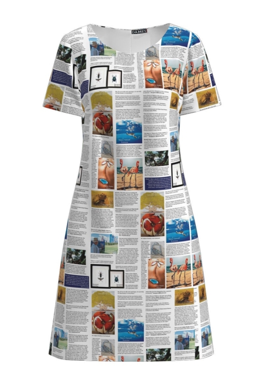Rochie evazata ziar color imprimata digital CMD128 - Img 2