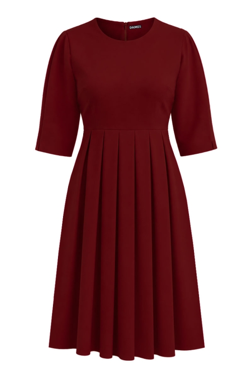 Rochie grena eleganta cu pliuri