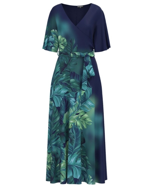 Rochie lunga eleganta de seara cu imprimeu Tropical CMD2709