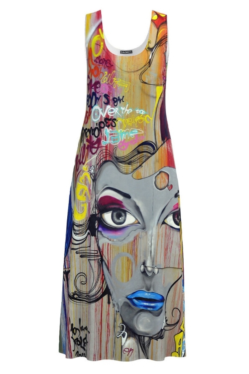 Rochie multicolora lunga casual de vara cu buzunare imprimata Avatar CMD2865 - Img 2