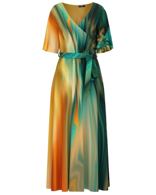 Rochie multicolora lunga eleganta de seara imprimata digital CMD1076 - Img 1