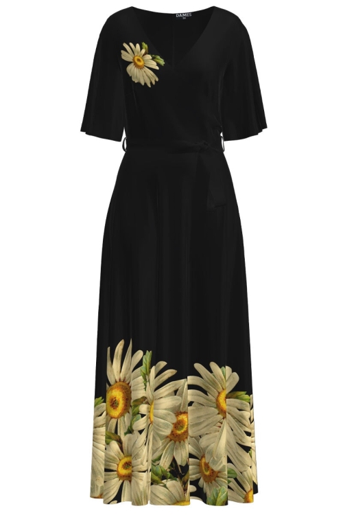 Rochie neagra lunga eleganta de seara imprimata Margarete CMD2527 - Img 2