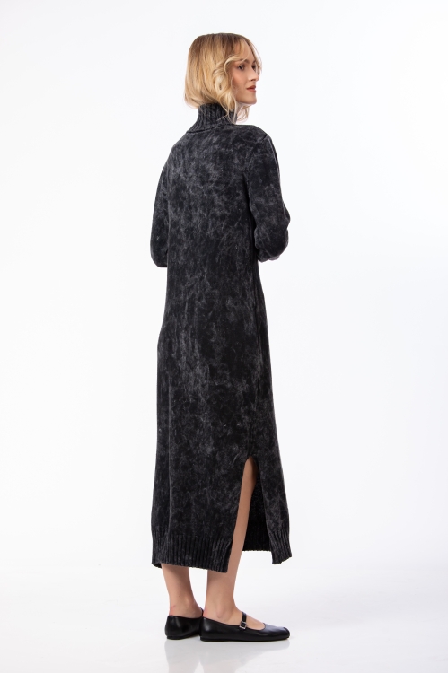 Rochie neagra tricotata din bumbac - Img 5