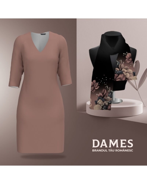 Rochie office bej cu decolteu in V CMD4849 - Img 2