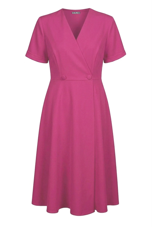 Rochie roz tip pardesiu petrecuta maneca scurta