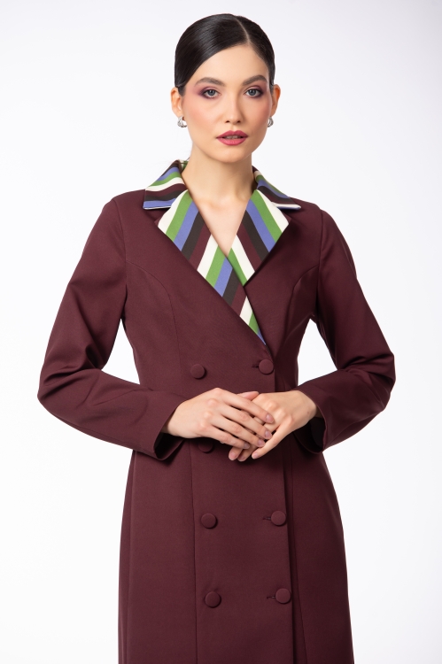 Rochie tip pardesiu cu rever in contrast - Img 3