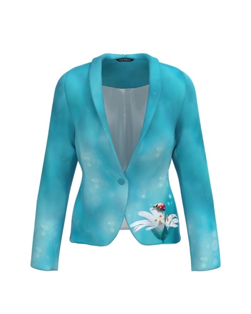 Sacou bleu cambrat imprimat Buburuza CMD2445