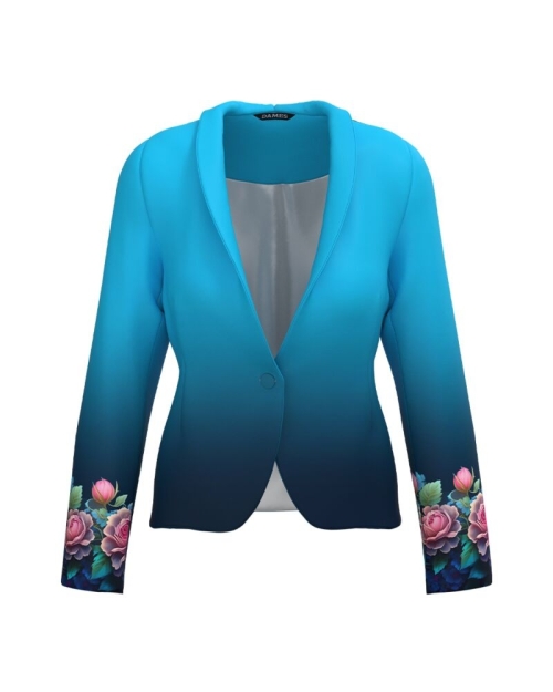 Sacou bleu in degrade imprimat cu model floral CMD4624 - Img 1