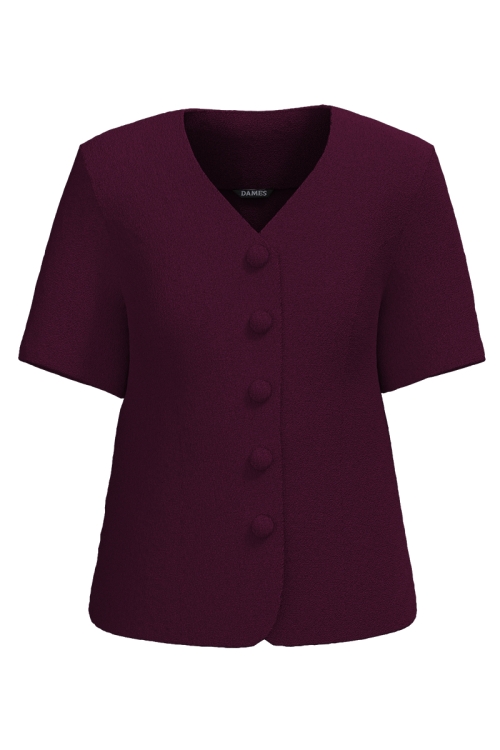 Sacou bordo cambrat cu maneca scurta