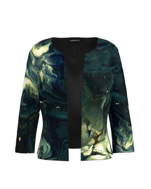 Sacou cambrat imprimat cu model abstract CMD3508