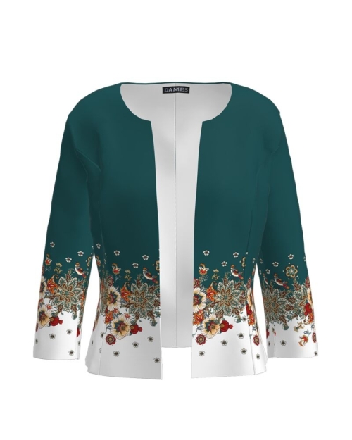 Sacou cambrat verde imprimat cu model floral CMD1311 - Img 1