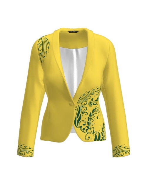 Sacou casual galben imprimat cu model floral CMD3194
