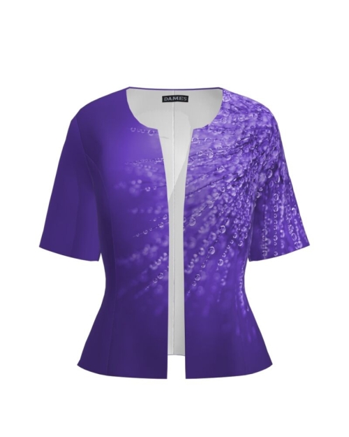 Sacou de vara cu maneca scurta violet imprimat picaturi de roua CMD2894