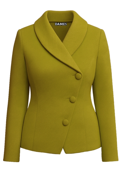 Sacou elegant asimetric din stofa mustar